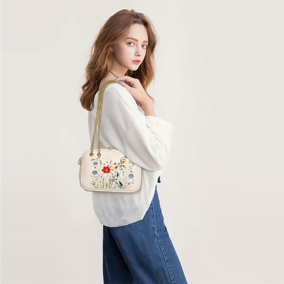 Convertible Leather Crossbody Bag for Women - Floral Design & RFID Protection - Picture 8 of 9